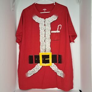 Holiday Time Men's 3XL Santa Suit Costume T-Shirt Funny Christmas Party Xmas Red